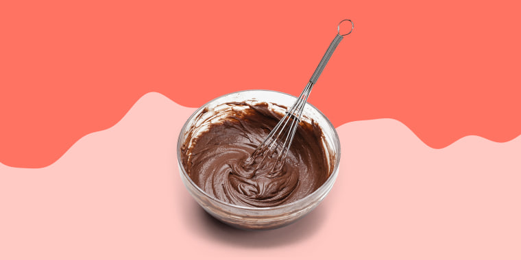 Mixing bowl filled with homemade chocolate dough