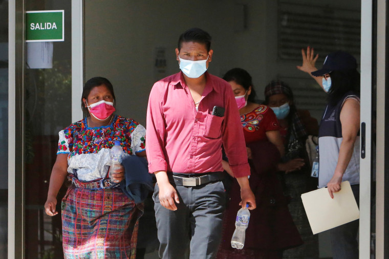 Image: Members of Guatemalan Maya families, who feared their relatives were among 19 bodies found shot and burnt at the weekend in a remote part of northern Mexico, arrive to the Faculty of Medicine for DNA samples to help in the identification, in Guatem