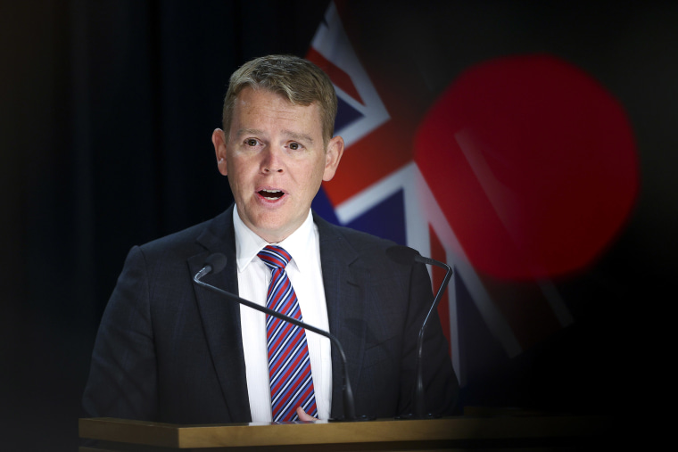 Image: Minister for Covid-19 Response Chris Hipkins speaks to media during a press conference at Parliament