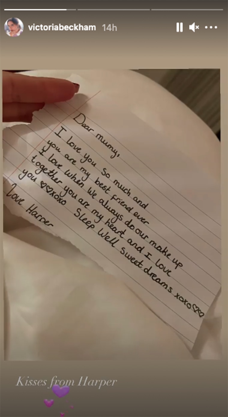 Harper's note to her mother.