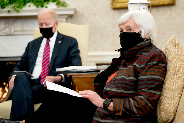 Image: President Biden And Vice President Harris Receive Economic Briefing From Treasury Secretary