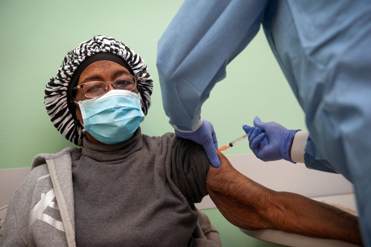 Image: Emma Fields receives her first dose of the Moderna COVID-19 vaccine at the Delta Health Center in Mound Bayou, Miss. on Saturday, Jan. 30, 2021. (Rory Doyle/The New York Times)