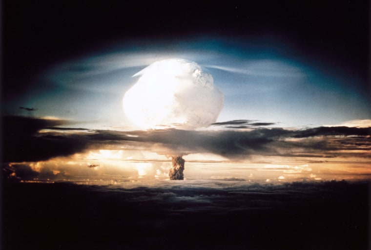 Image: Mushroom cloud from the first test of a hydrogen bomb, 1952.
