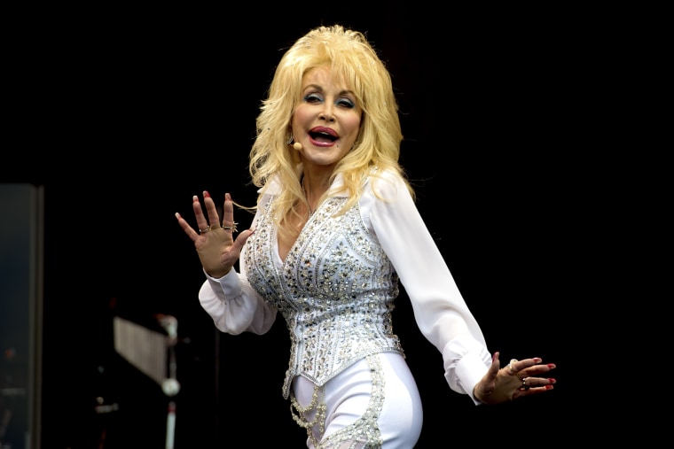 Dolly Parton performs on the Pyramid Stage on Day 3 of the Glastonbury Festival at Worthy Farm on June 29, 2014 in Glastonbury, England.