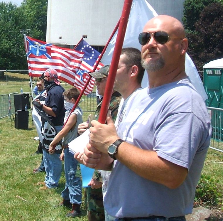 Douglas Story at the Aryan Nations rally in Gettysburg, Pa., on June 19, 2010.