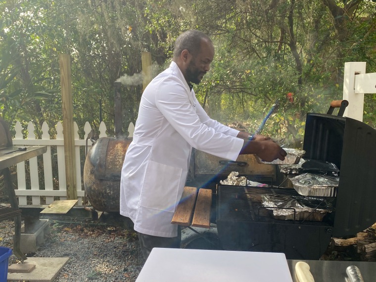 Today, Chef Mann serves his own barbecue at Munchie's Live BBQ, an outdoor barbecue restaurant near Orlando, Florida.