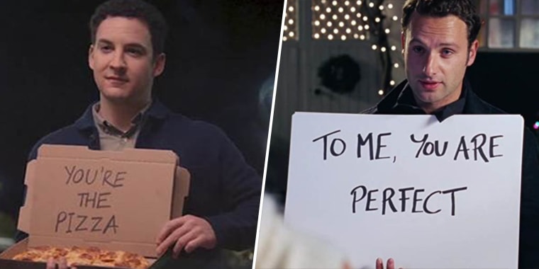 Ben Savage apologizes (left) in a very "Love, Actually" (right) style.
