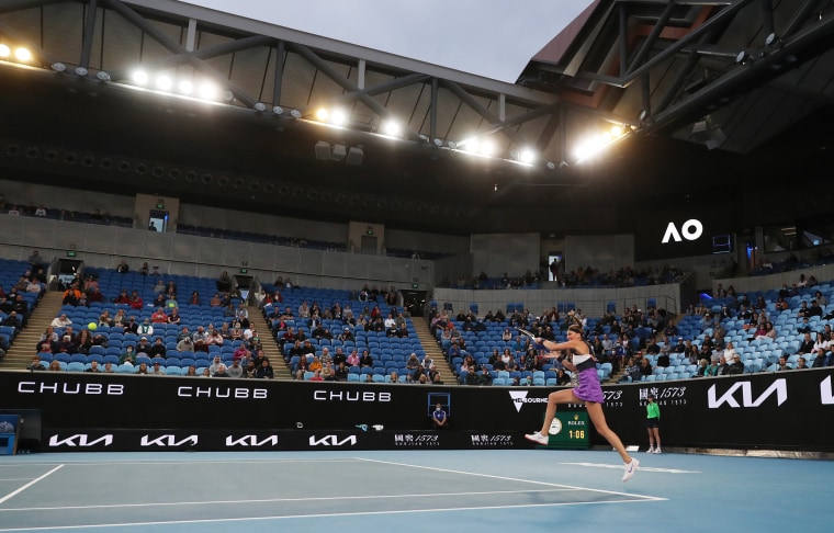 Image: Czech Republic's Petra Kvitova in action during her first round match against Belgium's Greet Minnen, Australian Open, Melbourne Park,