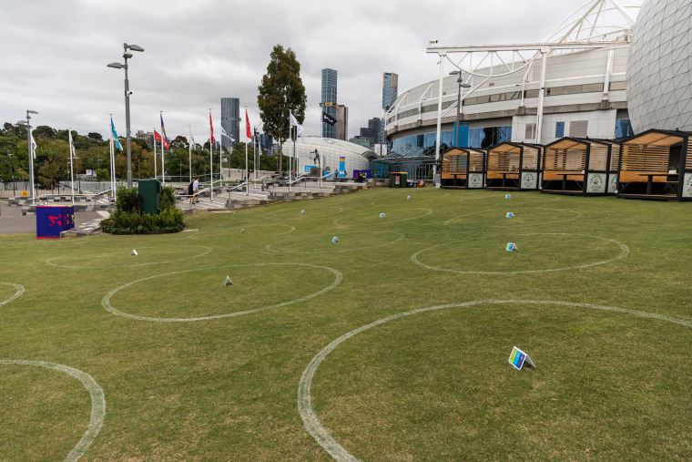 Image: Covid-19 safety precautions during day one of the 2021 Australian Open at Melbourne Park