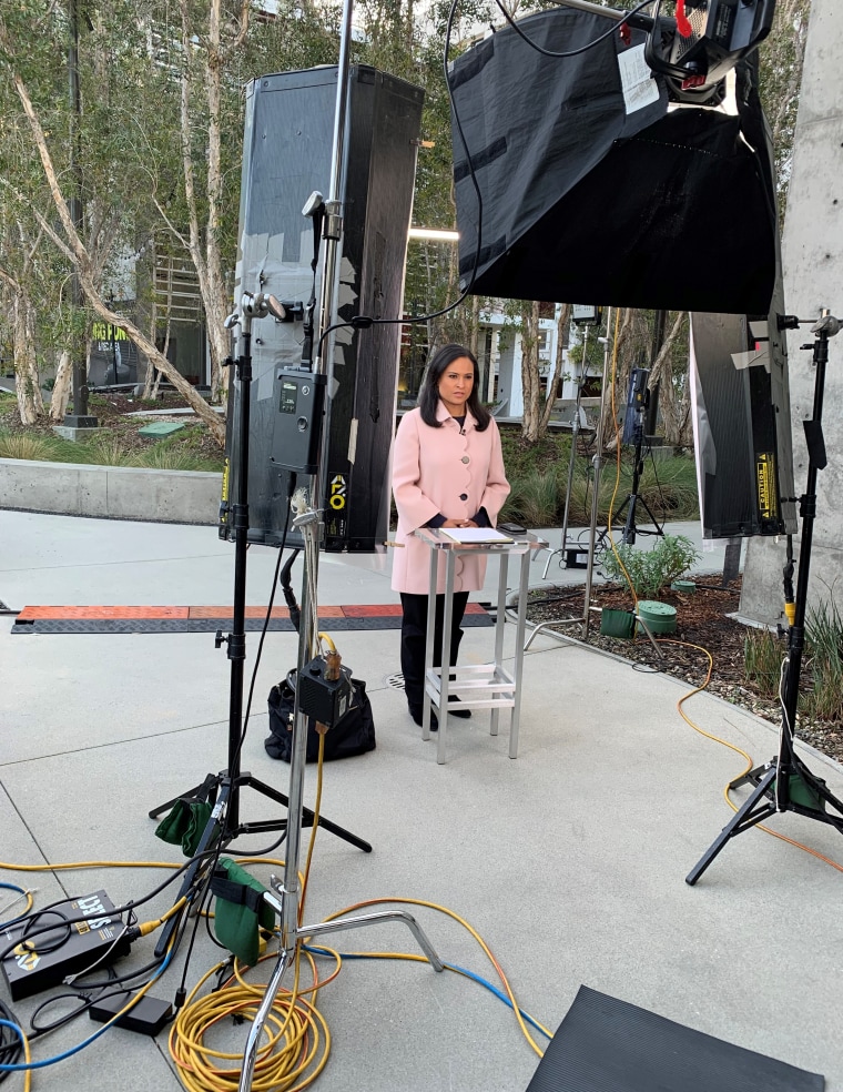 Kristen Welker during a live shot for NBC News.