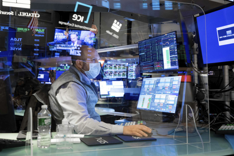 A specialist on the trading floor of the New York Stock Exchange on Feb. 1.