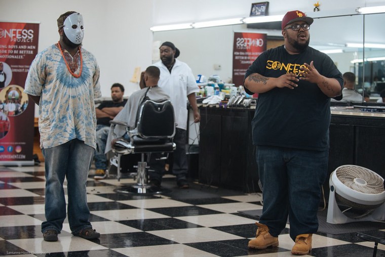Lorenzo Lewis works with barbers to train them to be mental health advocates for their clients. The Confess Project helps reduce stigma associated with mental health through this community partnership. 