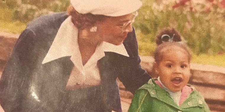 Toddler Sheinelle Jones with her grandmother, Jo Brown. 