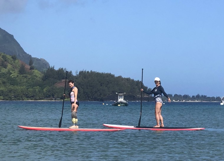 Grainger, left, has been taking up new sports in the years since her illness.