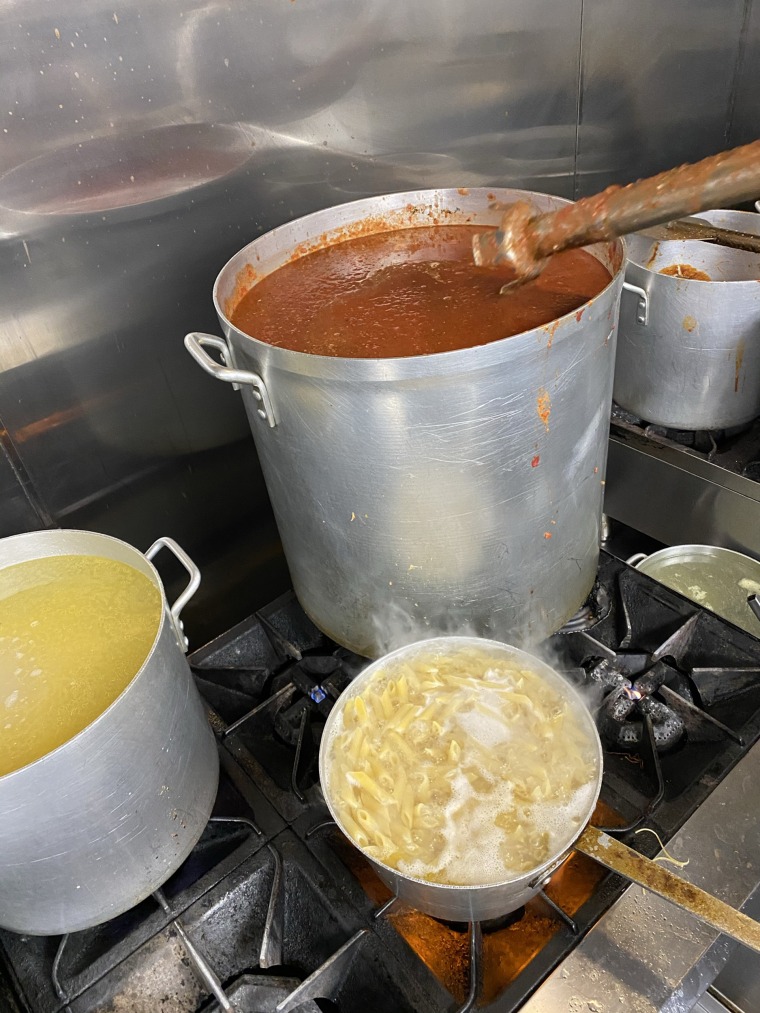 Local residents were grateful for a warm Italian meal after days without power in icy temperatures. 