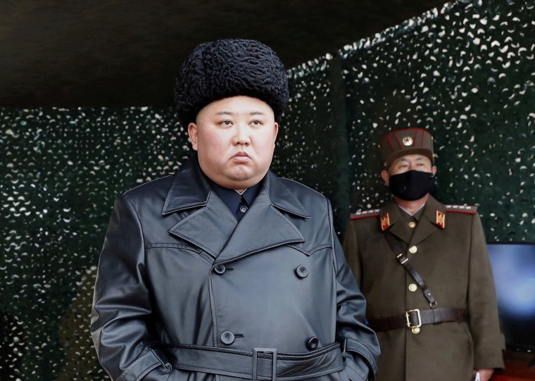 Image: North Korean leader Kim Jong Un visits a drill of long-range artillery sub-units of the Korean People's Army, in North Korea