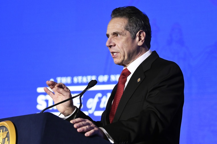 New York Gov. Andrew Cuomo delivers his State of the State address virtually in Albany on Jan. 11, 2021.
