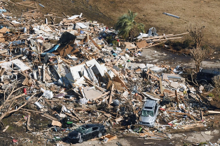 Image: Damage caused by a tornado that struck in the Ocean Ridge Plantation area of Brunswick County, N.C.