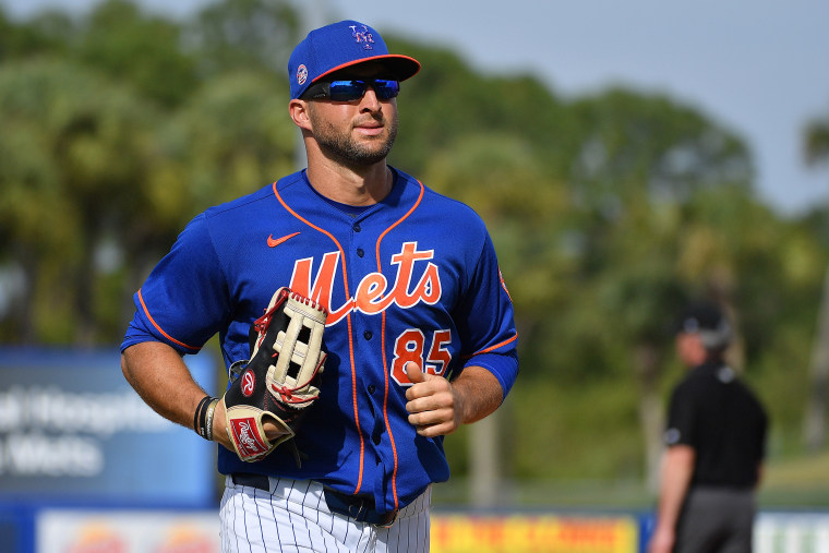 Image: Tim Tebow of the New York Mets during spring training in Florida