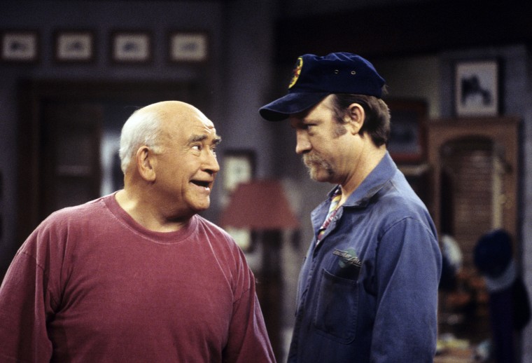 Edward Asner and Jim Beaver on "Thunder Alley" in 1995.