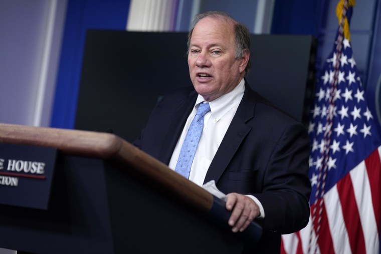 Image: Detroit Mayor Mike Duggan at a White House press briefing on Feb. 12, 2021.