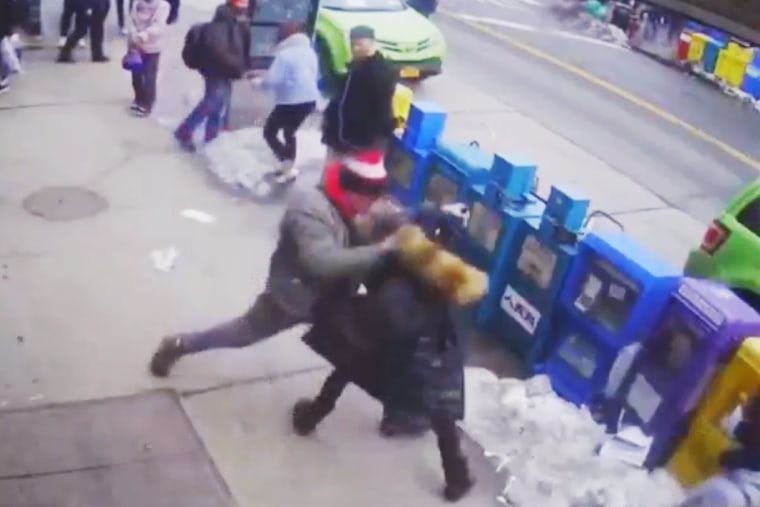 A 52-year-old Asian American woman was attacked outside a New York City bakery on Feb. 16, 2021.