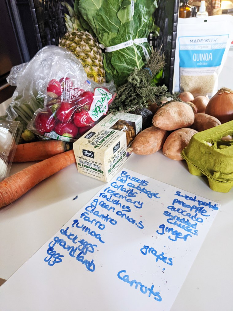 Grocery list and produce