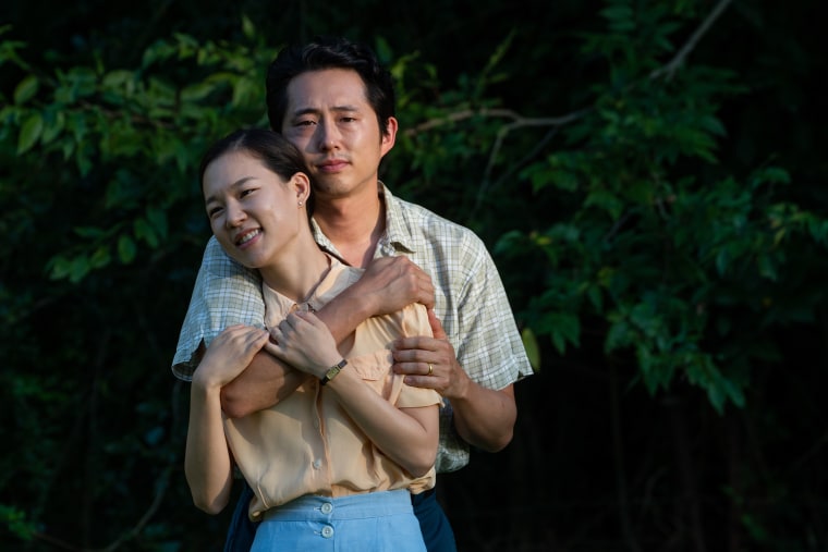 Yeri Han plays Monica, who's married to Steven Yeun's Jacob. The couple's move to Arkansas challenges their loving bond to new heights.
