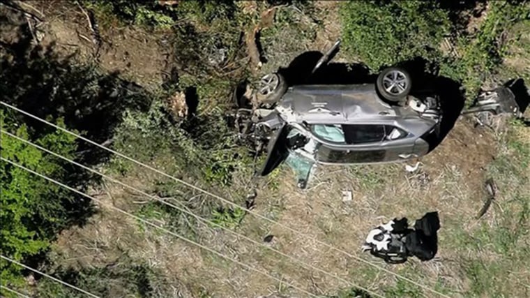 A single vehicle roll-over traffic collision on the border of Rolling Hills Estates and Rancho Palos Verde, in Los Angeles on Sept. 23, 2021.