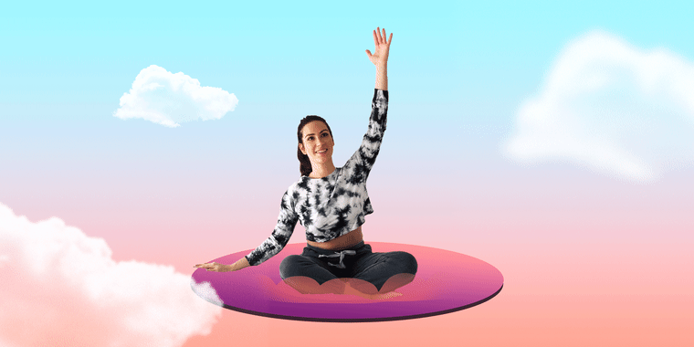 Animated illustration of woman doing side stretches