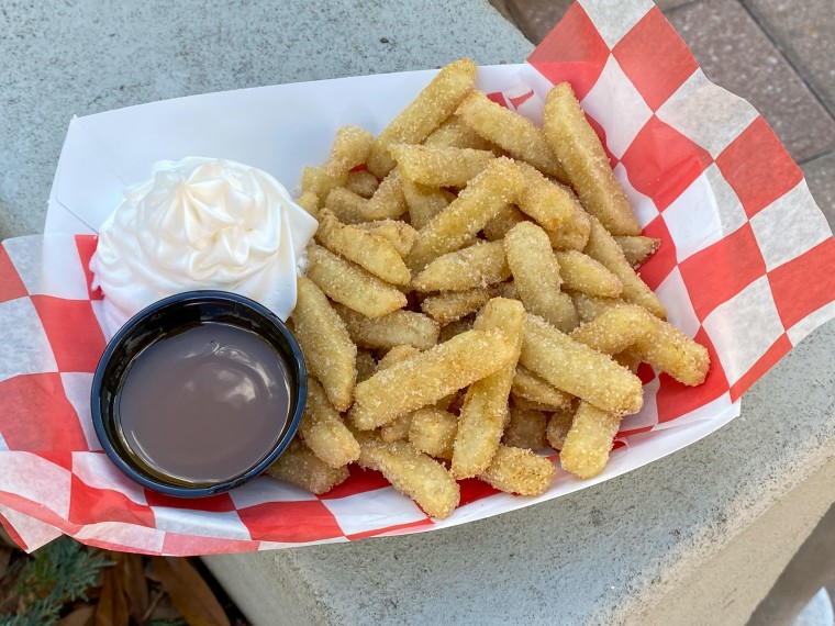 Granny's Apple Fries dipped in caramel is one of my favorite theme park treats.