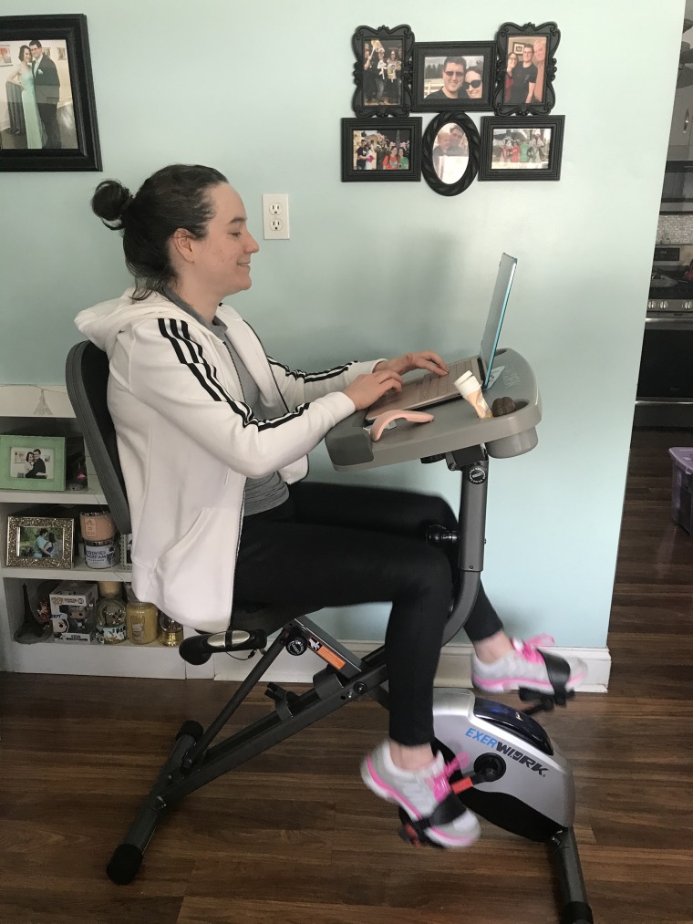 Exercise bike best sale computer desk