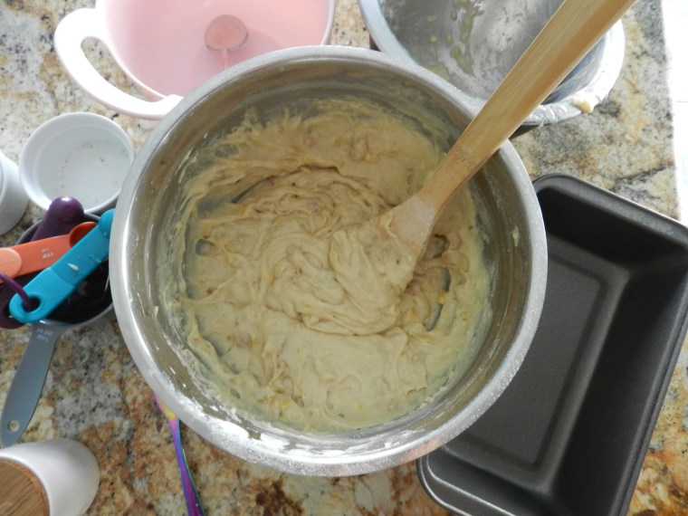 One of Watson's biggest tips for making his banana bread is to mix the batter thoroughly after each ingredient is added.