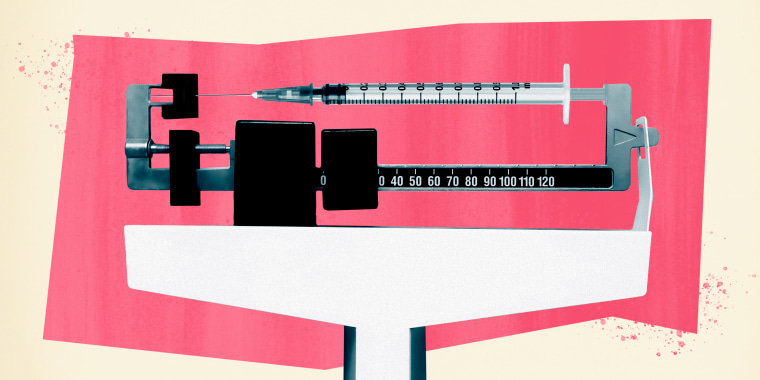 Photo illustration of a scale mixed with a syringe