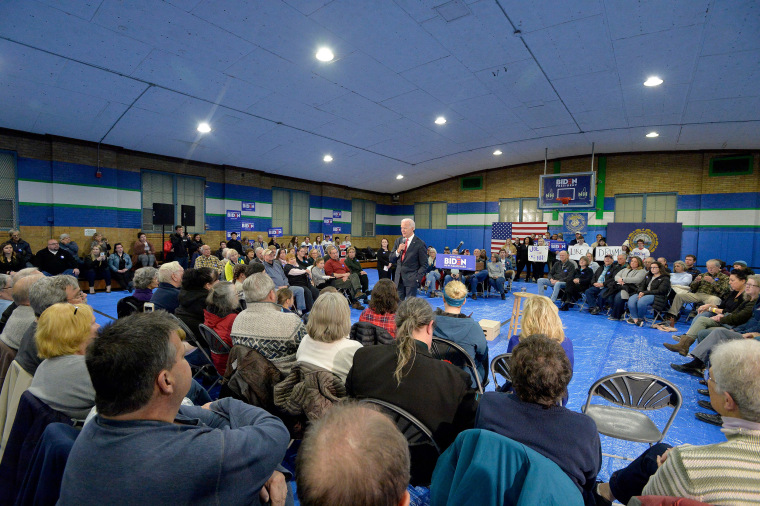 Image: Democratic presidential hopeful Joe Biden speaks during a town hall at the Proulx Community Center in Franklin, N.H.