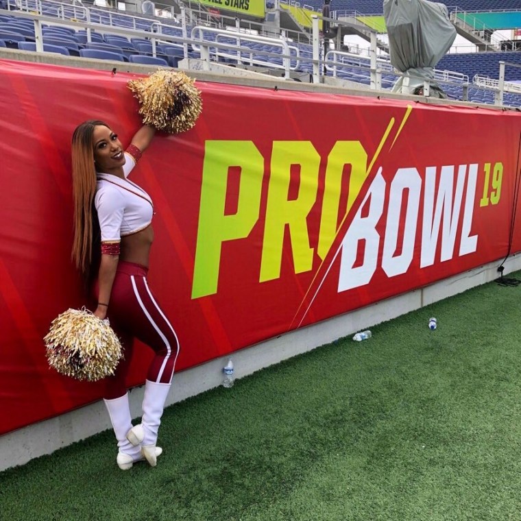Candess Correll, a former captain of the Washington Football cheerleading team who just finished her fifth season.
