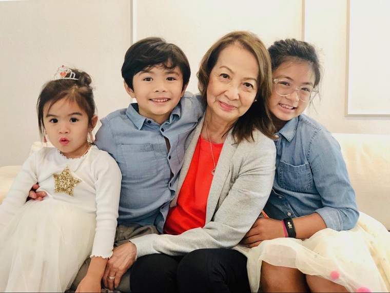 Loan Le and her grandchildren, Colette, Edison, and Olivia.