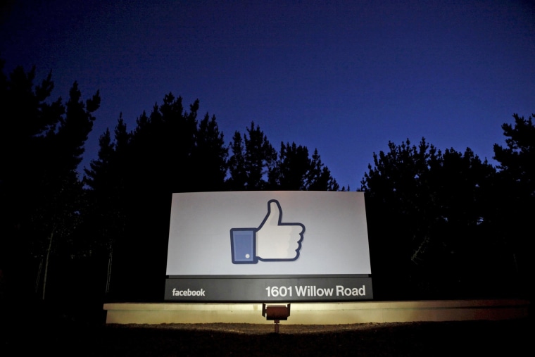 A sign at Facebook headquarters in Menlo Park, Calif.