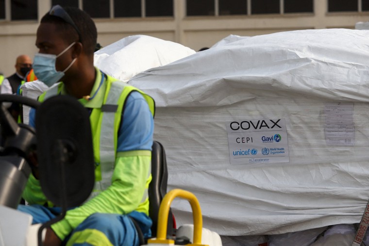 Image:  Covax Covid-19 vaccine shipment arrives in Ghana