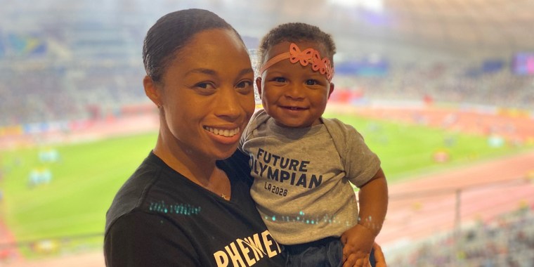 Allyson Felix with daughter Camryn.