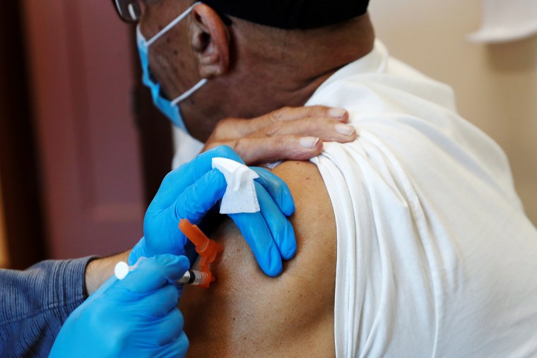 Image: Swain receives second dose of Moderna coronavirus disease (COVID-19) vaccination shot in Sarasota