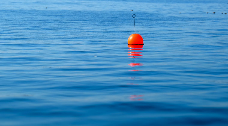 Image: A buoy floating in the sea.