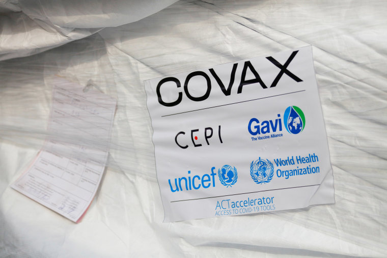 Image: The first batch of AstraZeneca-Oxford vaccines arrives in Accra, Ghana, this week as part of the COVAX program.