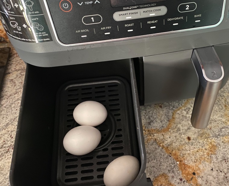 I tried Amoruso's air-fryer technique, cooking my eggs at 250 F for 15 minutes.