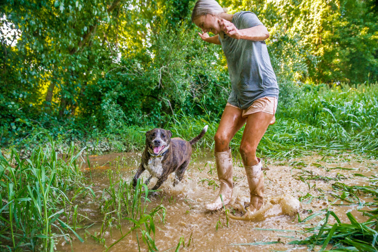 Phyliss and Remy get muddy.