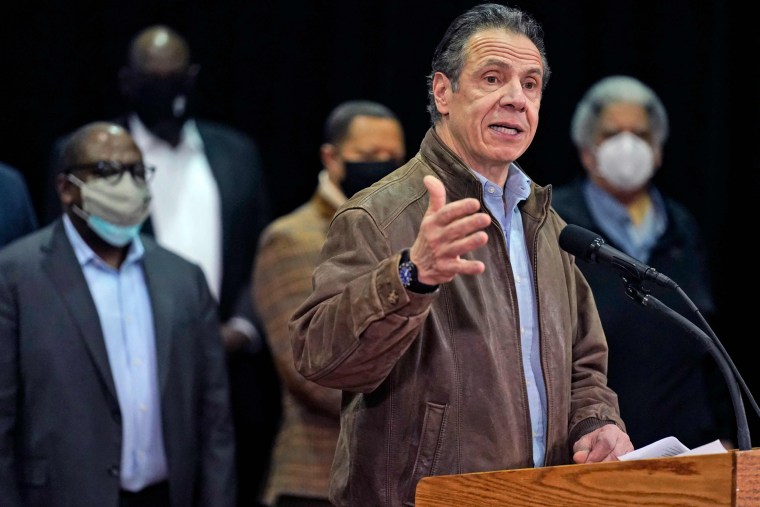 Image: Andrew Cuomo speaks during a press conference in Queens, N.Y