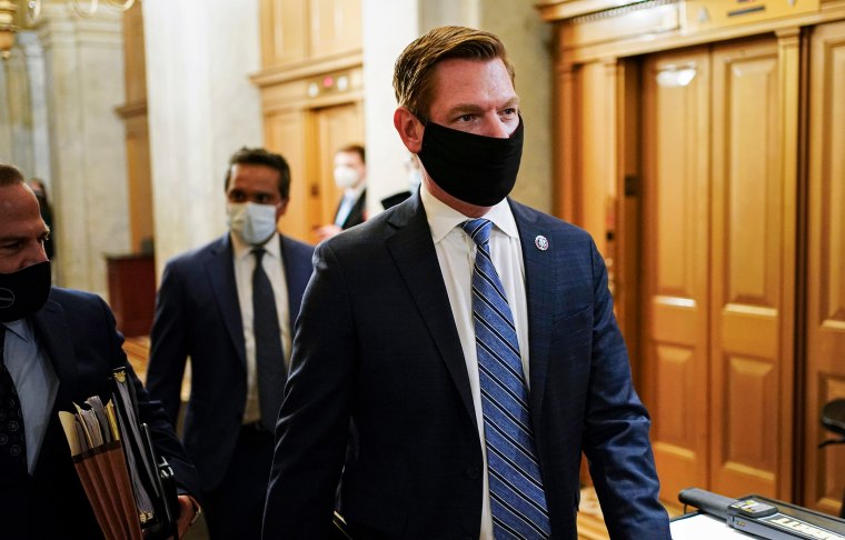 Image: House Impeachment Manager Rep. Eric Swalwell at the U.S. Capitol.