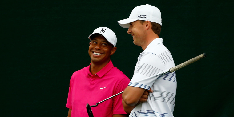Tiger Woods and Jordan Speith at Waste Management Phoenix Open in 2015