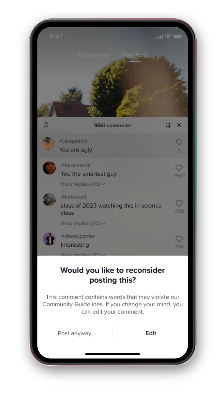 One feature offers users the chance to edit comments that may violate the app's guidelines. 