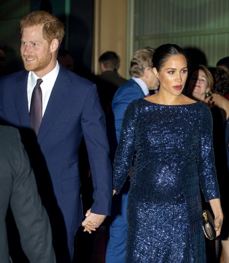 Prince Harry, Duke of Sussex and Meghan, Duchess of Sussex attend the Cirque du Soleil Premiere Of "TOTEM" at Royal Albert Hall on Jan. 16, 2019 in London.